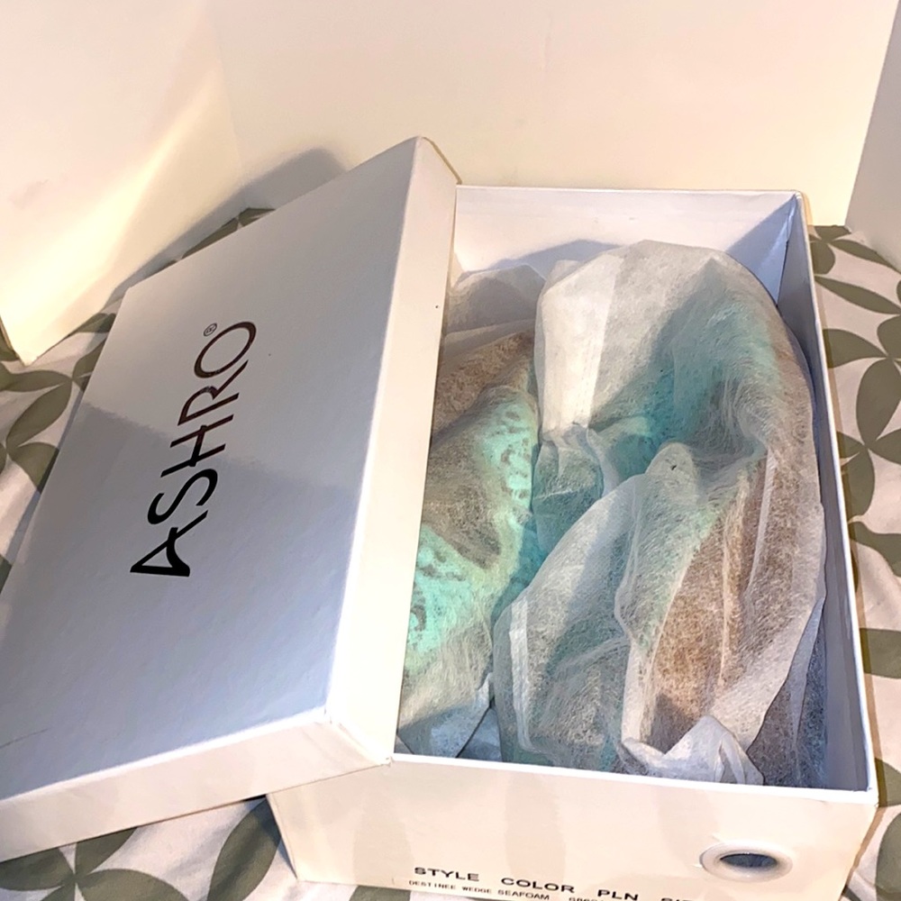 ASHRO Wedge Open-Toed Sandals Sea-foam  in Color Size 10M - Picture 5 of 5